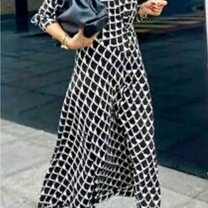 Zara Black and White Geometric Maxi Dress